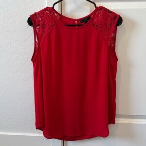 J. Crew Red Sleeveless Cap Lace Shoulders Women's Blouse